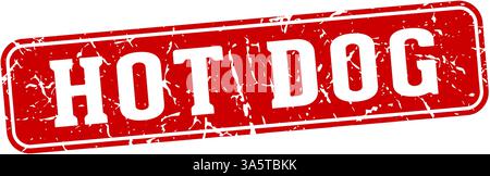 hot dog stamp. hot dog rectangular sign isolated on transparent background Stock Vector
