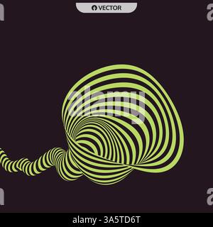 Tunnel. Abstract striped background. Optical art. 3D vector illustration. Stock Vector