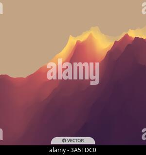 Mountain Landscape. Mountainous Terrain. Vector Illustration. Abstract Background. Stock Vector