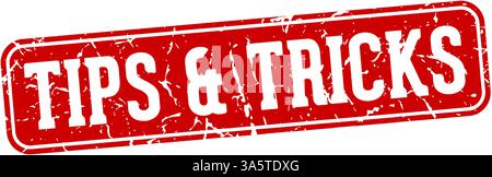 tips & tricks stamp. tips & tricks rectangular sign isolated on transparent background Stock Vector