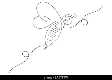 Bee fliying are beautiful and single line art and isolated  minimalist outline vector icon Stock Vector
