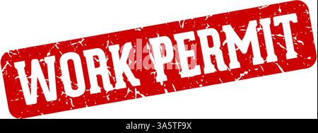work permit stamp. work permit rectangular sign isolated on transparent background Stock Vector