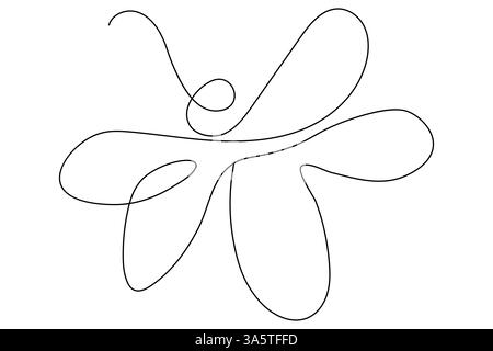 Bee fliying are beautiful and single line art and isolated  minimalist outline vector icon Stock Vector