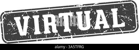 virtual stamp. virtual rectangular sign isolated on transparent background Stock Vector