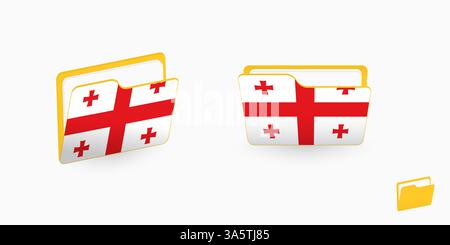 Georgia flag on two type of folder icon. Vector illustration. Stock Vector