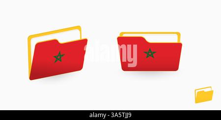 Morocco flag on two type of folder icon. Vector illustration. Stock Vector