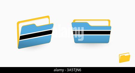 Botswana flag on two type of folder icon. Vector illustration. Stock Vector