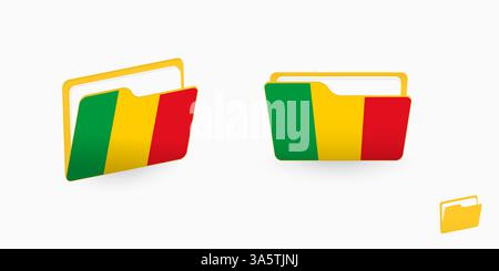 Mali flag on two type of folder icon. Vector illustration. Stock Vector