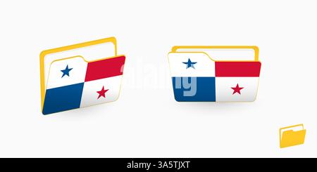 Panama flag on two type of folder icon. Vector illustration. Stock Vector