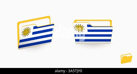 Uruguay flag on two type of folder icon. Vector illustration. Stock Vector