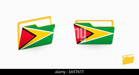 Guyana flag on two type of folder icon. Vector illustration. Stock Vector