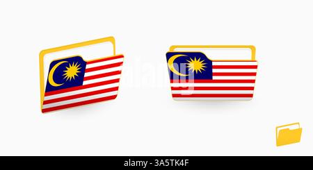 Malaysia flag on two type of folder icon. Vector illustration. Stock Vector