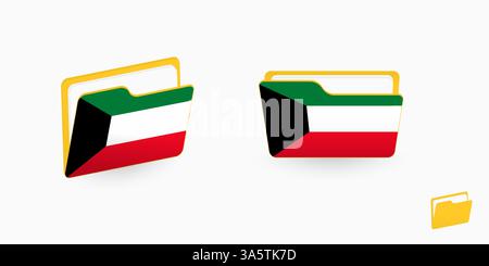 Kuwait flag on two type of folder icon. Vector illustration. Stock Vector