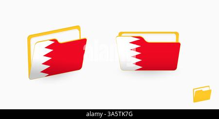 Bahrain flag on two type of folder icon. Vector illustration. Stock Vector