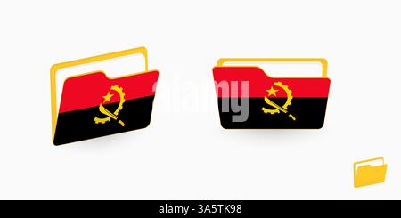 Angola flag on two type of folder icon. Vector illustration. Stock Vector