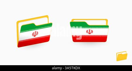 Iran flag on two type of folder icon. Vector illustration. Stock Vector