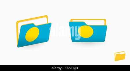 Palau flag on two type of folder icon. Vector illustration. Stock Vector