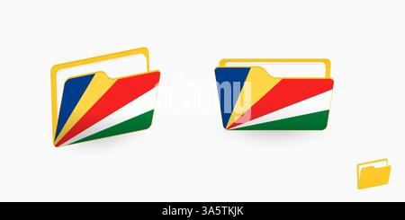 Seychelles flag on two type of folder icon. Vector illustration. Stock Vector