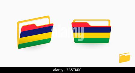 Mauritius flag on two type of folder icon. Vector illustration. Stock Vector