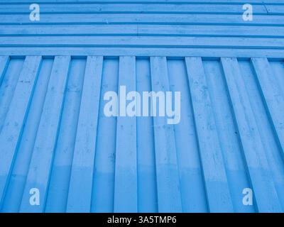 Blue Wooden Wall with Vertical and Horizontal Planks Stock Photo