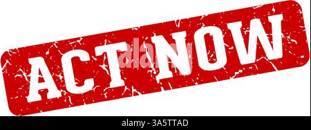 act now stamp. act now rectangular sign isolated on transparent background Stock Vector