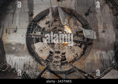 Tunnel boring machine on construction site building metro Stock Photo