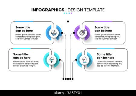 Infographic template with icons and 4 options or steps. Technology tree. Can be used for workflow layout, diagram, banner, webdesign. Vector illustrat Stock Vector