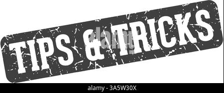 tips & tricks stamp. tips & tricks rectangular sign isolated on transparent background Stock Vector