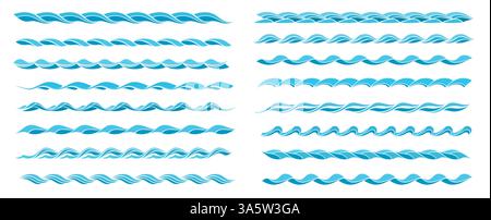 Seamless wave pattern in a flat graphic style. Abstract flowing lines inspired by ocean and sea waves. Stock Vector