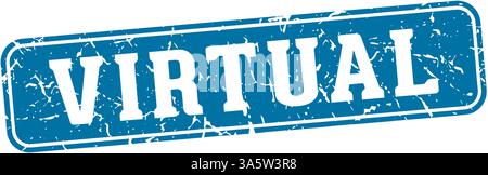 virtual stamp. virtual rectangular sign isolated on transparent background Stock Vector