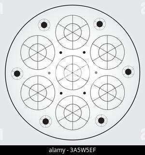 Rose Window Illustration, Black and White Vector on Light Background Stock Vector
