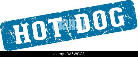 hot dog stamp. hot dog rectangular sign isolated on transparent background Stock Vector