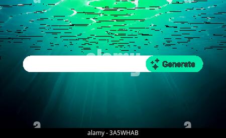 Futuristic search bar with Ai generate button on underwater background. Ai generate modern concept design search. Stock Vector