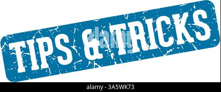 tips & tricks stamp. tips & tricks rectangular sign isolated on transparent background Stock Vector