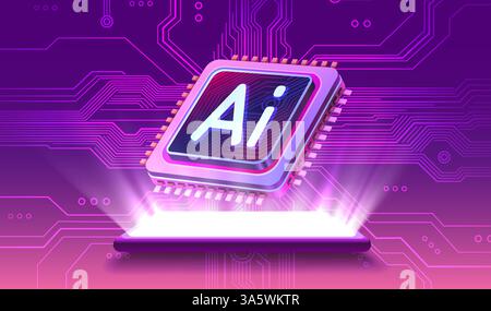 Ai chip phone, innovation tech, ai art technology. Vector Stock Vector