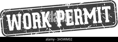 work permit stamp. work permit rectangular sign isolated on transparent background Stock Vector