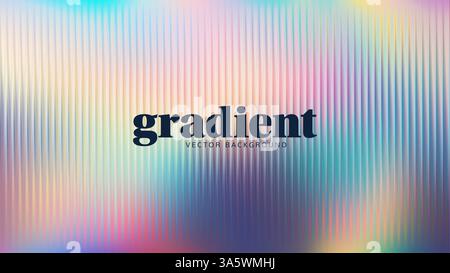 iridescent Abstract fractal ripple glass distortion effect background. Ribbed glass texture with vibrant gradients smooth fluted vertical lines. Reede Stock Vector