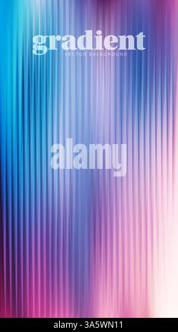 iridescent Abstract fractal ripple glass distortion effect background. Ribbed glass texture with vibrant gradients smooth fluted vertical lines. Reede Stock Vector
