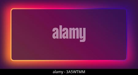 Neon frame for your design in red and yellow tones. Geometric glowing contours Stock Photo