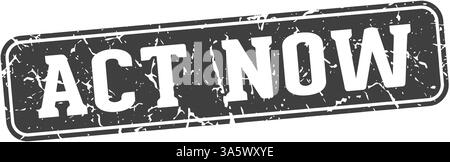 act now stamp. act now rectangular sign isolated on transparent background Stock Vector
