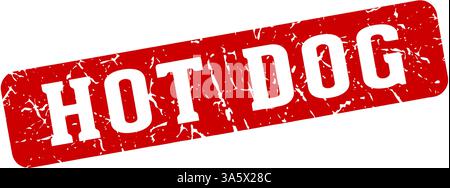 hot dog stamp. hot dog rectangular sign isolated on transparent background Stock Vector
