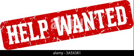 help wanted stamp. help wanted rectangular sign isolated on transparent background Stock Vector
