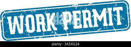 work permit stamp. work permit rectangular sign isolated on transparent background Stock Vector