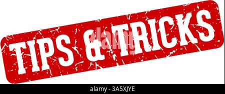 tips & tricks stamp. tips & tricks rectangular sign isolated on transparent background Stock Vector