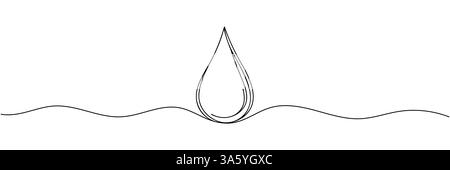 Continuous line drawing of drop. Water drop line icon. One line drawing ...