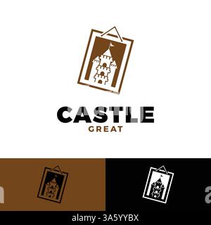 castle frame picture icon logo design template Stock Vector