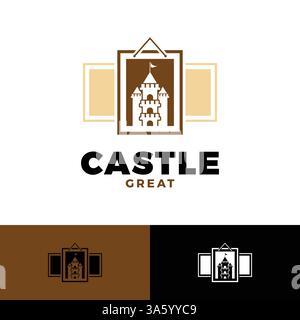 castle frame picture icon logo design template Stock Vector