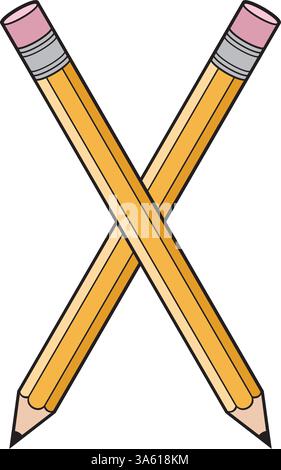Crossed Pencils Color. Vector Illustration. Stock Vector