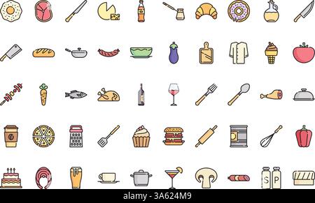 Gastronomy icons High-Quality Vector Icons Collection with Editable Stroke. Ideal for Professional and Creative Projects. Stock Vector