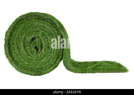 Artificial Turf Roll on White Background Stock Photo